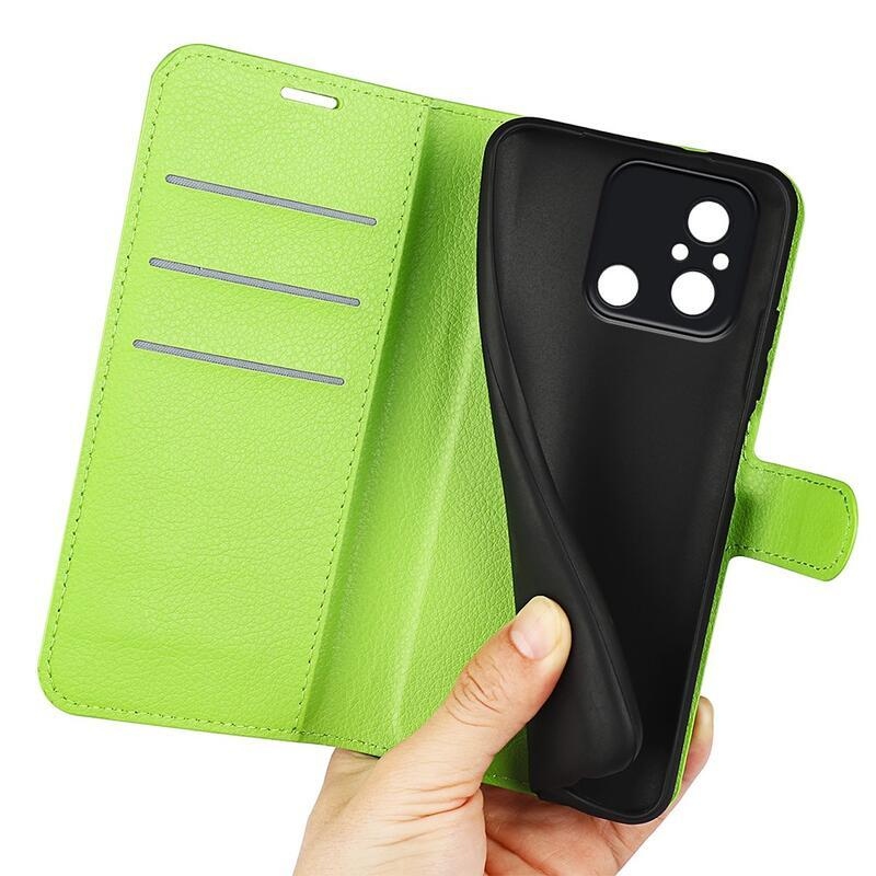Litchi könyv tok Xiaomi Redmi 12C-hez - zöld