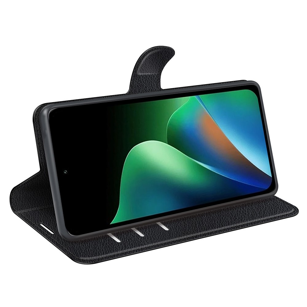 Litchi könyvformájú tok a Xiaomi Redmi 17 4G/5G-hez – fekete