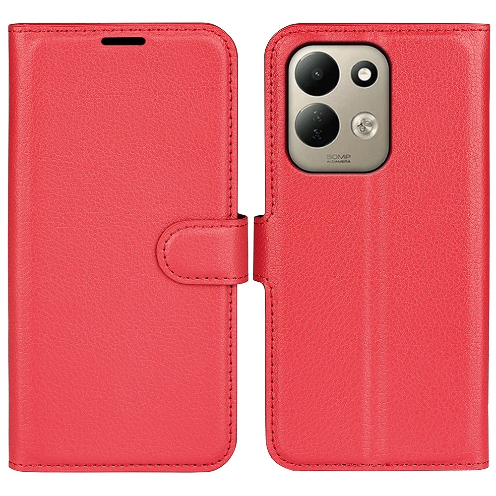 Litchi könyvformájú tok a Xiaomi Redmi 17 4G/5G-hez – piros