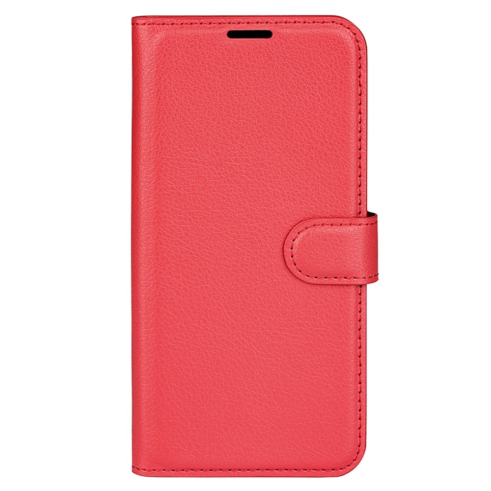 Litchi könyvformájú tok a Xiaomi Redmi 17 4G/5G-hez – piros