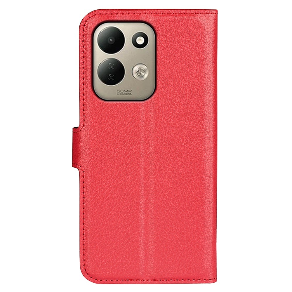 Litchi könyvformájú tok a Xiaomi Redmi 17 4G/5G-hez – piros