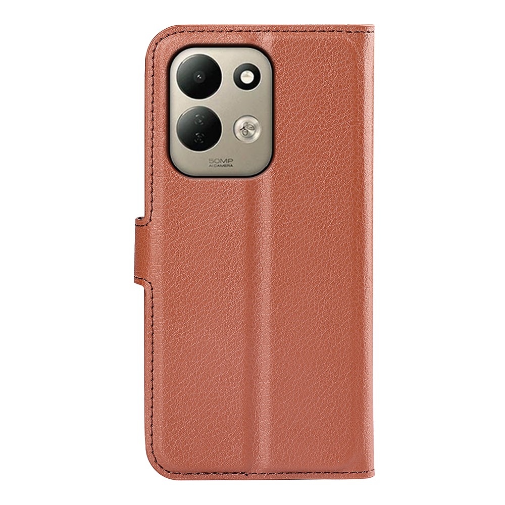 Litchi könyvformájú tok a Xiaomi Redmi 17 4G/5G-hez – barna