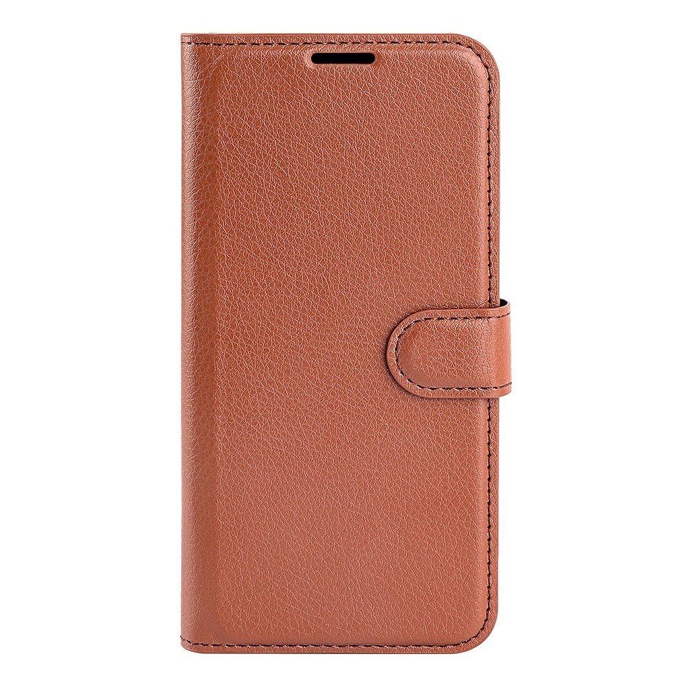 Litchi könyvformájú tok a Xiaomi Redmi 17 4G/5G-hez – barna