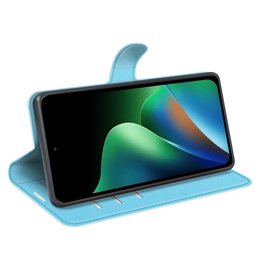 Litchi könyvformájú tok a Xiaomi Redmi 17 4G/5G-hez – kék