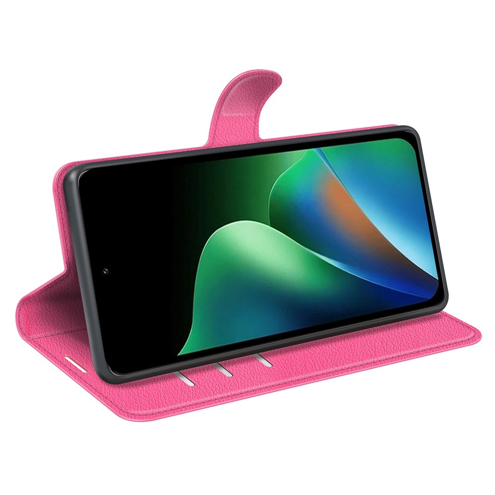 Litchi könyvformájú tok a Xiaomi Redmi 17 4G/5G-hez – rózsaszín