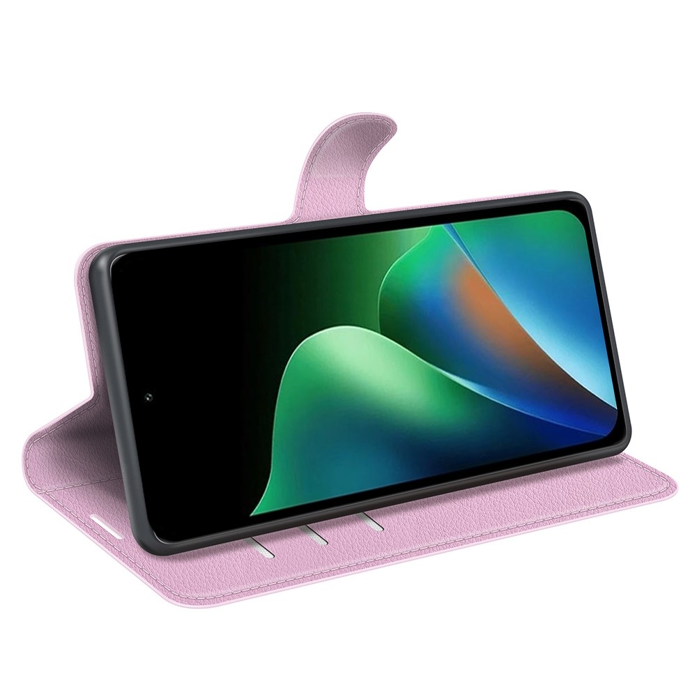 Litchi könyvformájú tok a Xiaomi Redmi 17 4G/5G-hez – rózsaszín