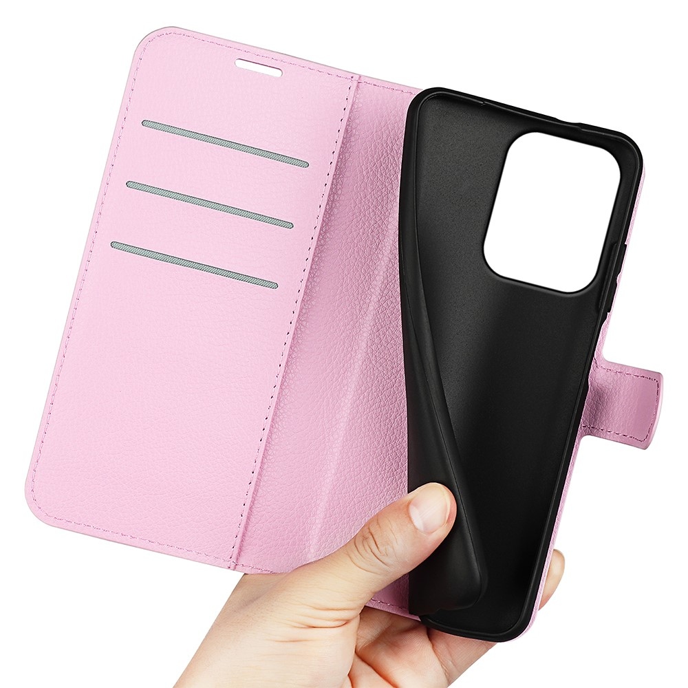 Litchi könyvformájú tok a Xiaomi Redmi 17 4G/5G-hez – rózsaszín
