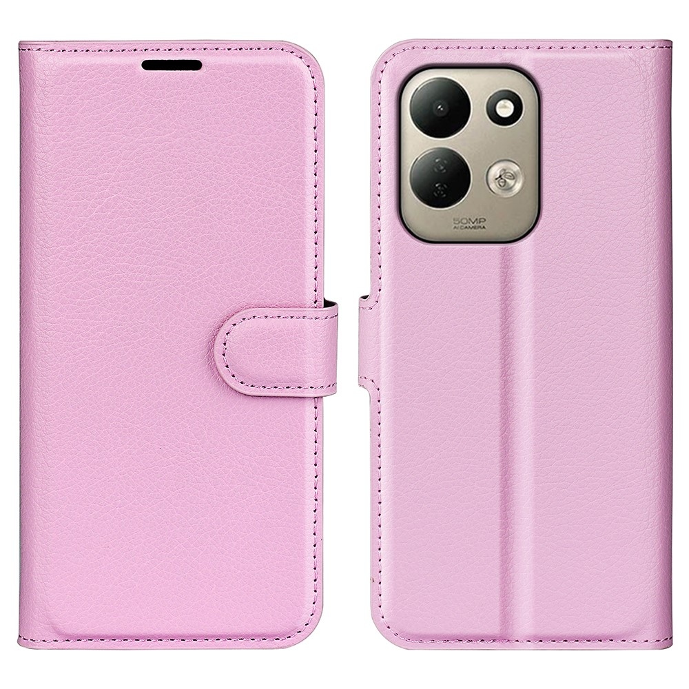 Litchi könyvformájú tok a Xiaomi Redmi 17 4G/5G-hez – rózsaszín