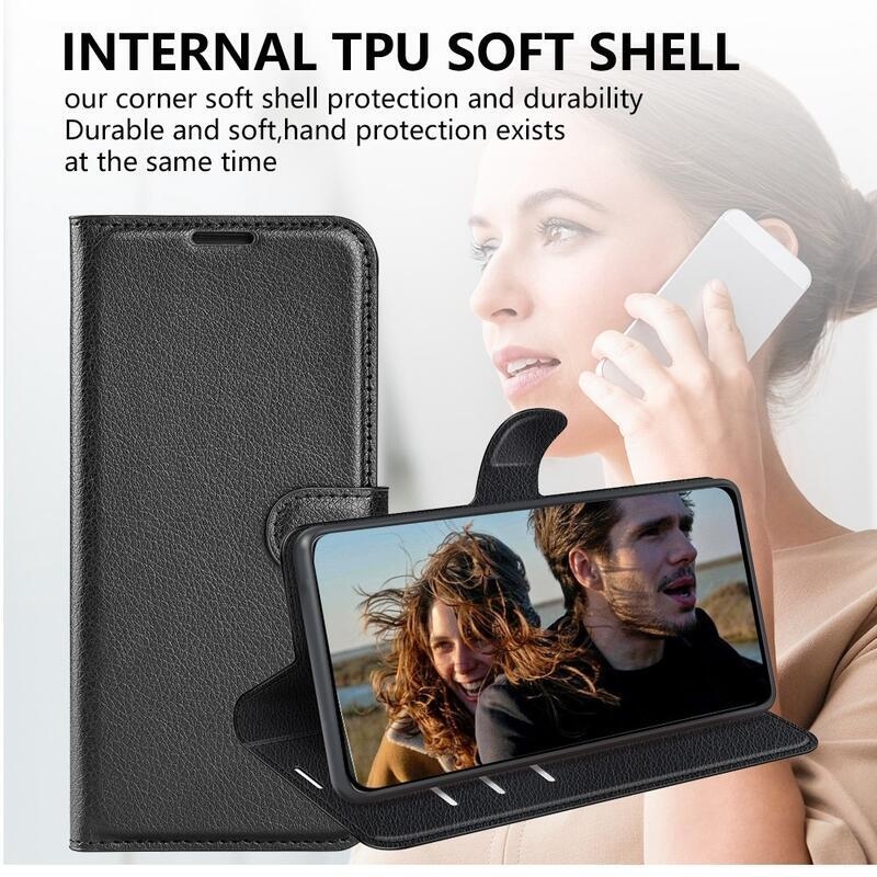 Litchi könyv tok Xiaomi Redmi A1+/A2+ készülékhez - fekete
