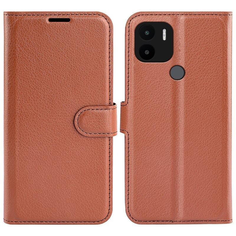 Litchi könyv tok Xiaomi Redmi A1+/A2+ - barna színben