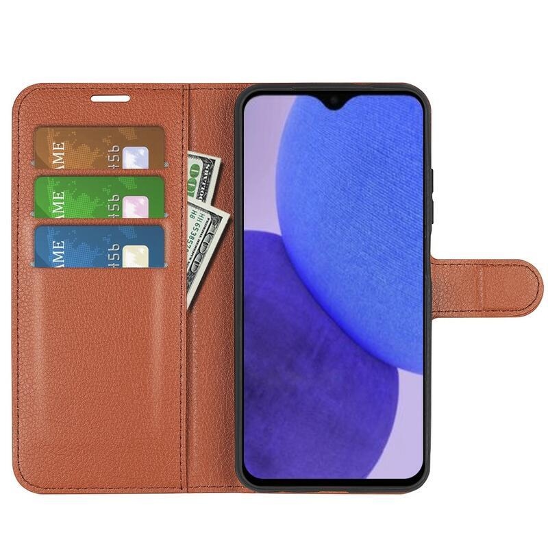 Litchi könyv tok Xiaomi Redmi A1+/A2+ - barna színben