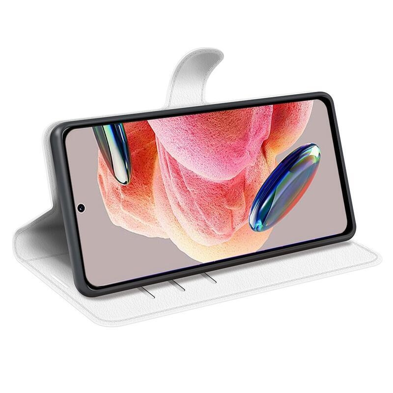 Litchi könyv tok Xiaomi Redmi Note 12 4G-hez - fehér