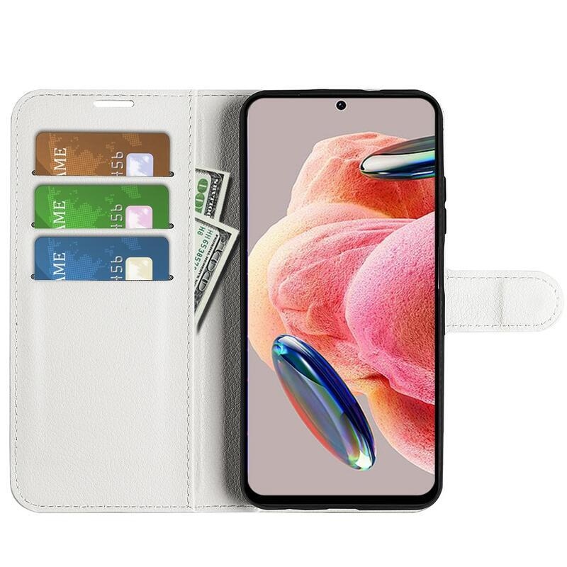 Litchi könyv tok Xiaomi Redmi Note 12 4G-hez - fehér