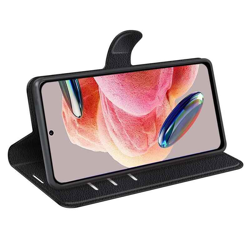 Litchi könyv tok Xiaomi Redmi Note 12 4G-hez - fekete