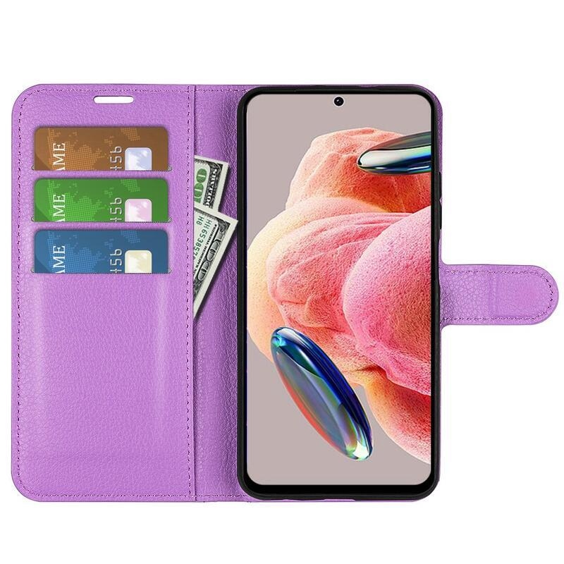 Litchi könyv tok Xiaomi Redmi Note 12 4G-hez - lila