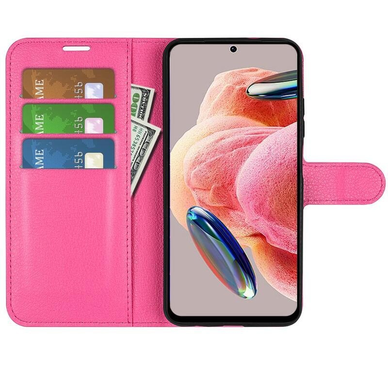 Litchi könyv tok Xiaomi Redmi Note 12 4G - rózsaszínű