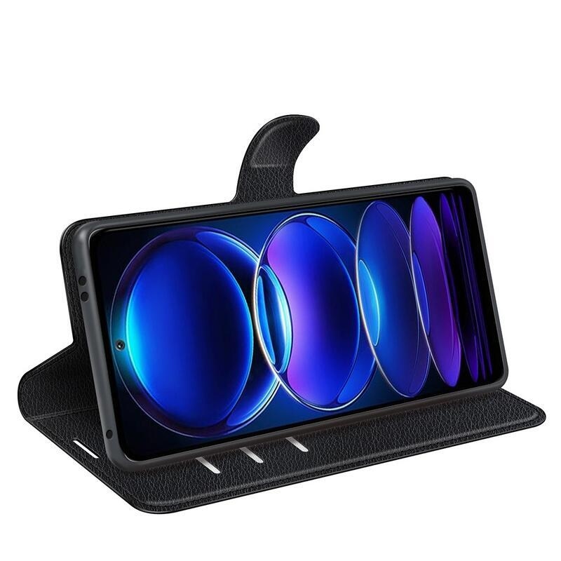 Litchi könyv tok Xiaomi Redmi Note 12 5G/Poco X5 5G - fekete