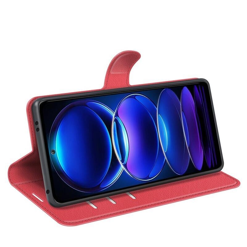 Litchi könyv tok Xiaomi Redmi Note 12 5G/Poco X5 5G - piros