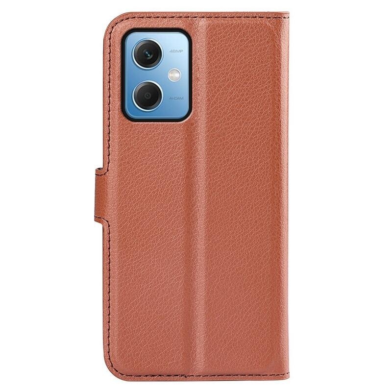 Litchi könyv tok a Xiaomi Redmi Note 12 5G/Poco X5 5G számára - barna