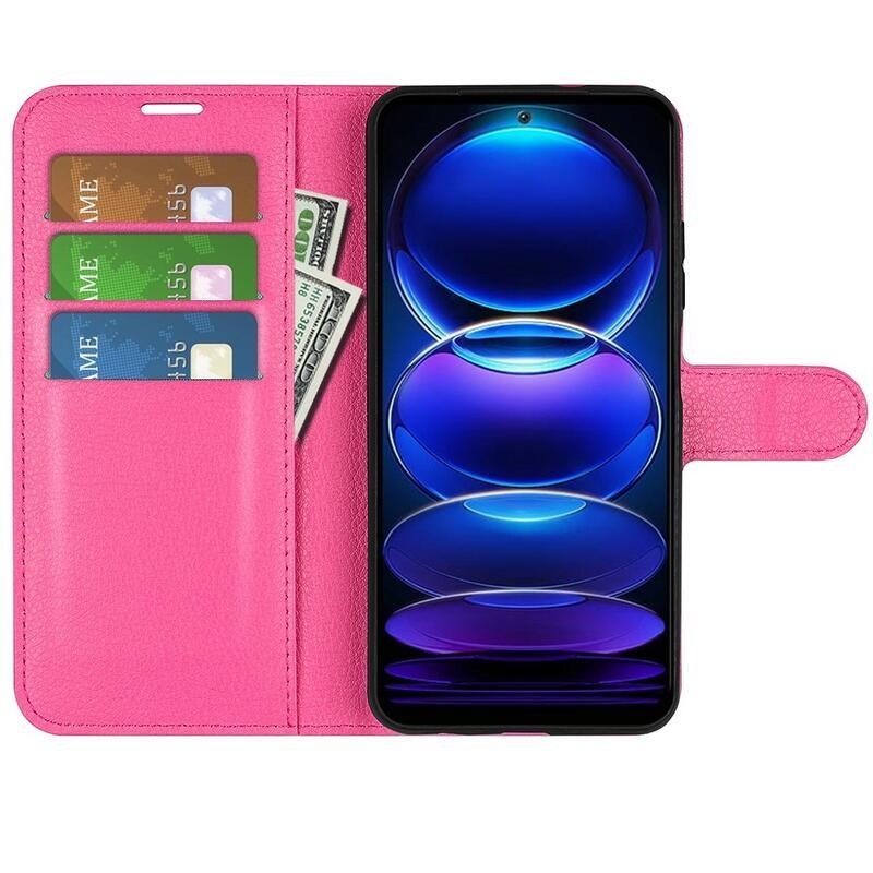 Litchi könyv tok Xiaomi Redmi Note 12 5G/Poco X5 5G - rózsa