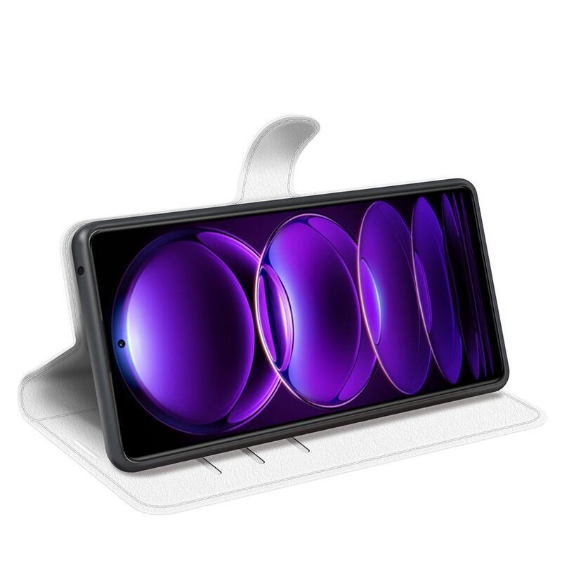 Litchi könyv tok Xiaomi Redmi Note 12 Pro+ 5G - fehér