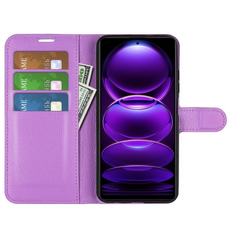 Litchi könyv tok Xiaomi Redmi Note 12 Pro+ 5G - lila