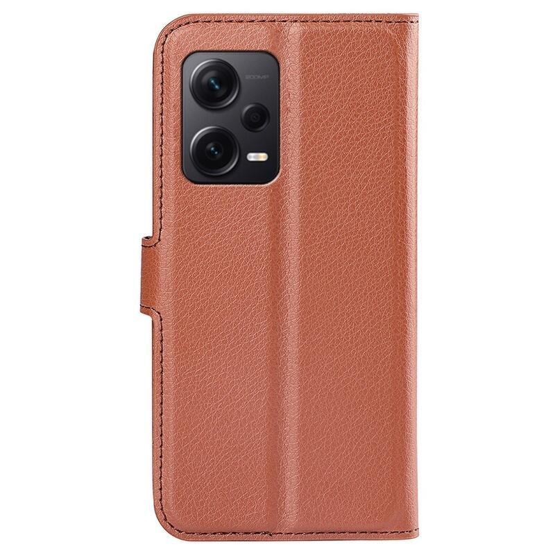 Litchi könyv tok Xiaomi Redmi Note 12 Pro+ 5G - barna színben
