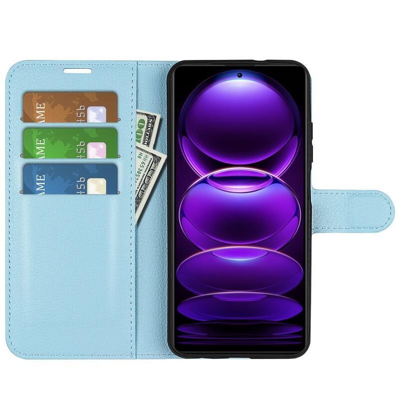 Litchi könyv tok Xiaomi Redmi Note 12 Pro+ 5G - kék