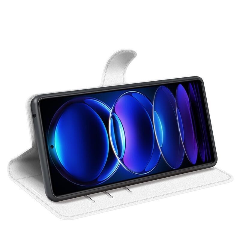 Litchi könyv tok Xiaomi Redmi Note 12 Pro 5G/Poco X5 Pro 5G - fehér