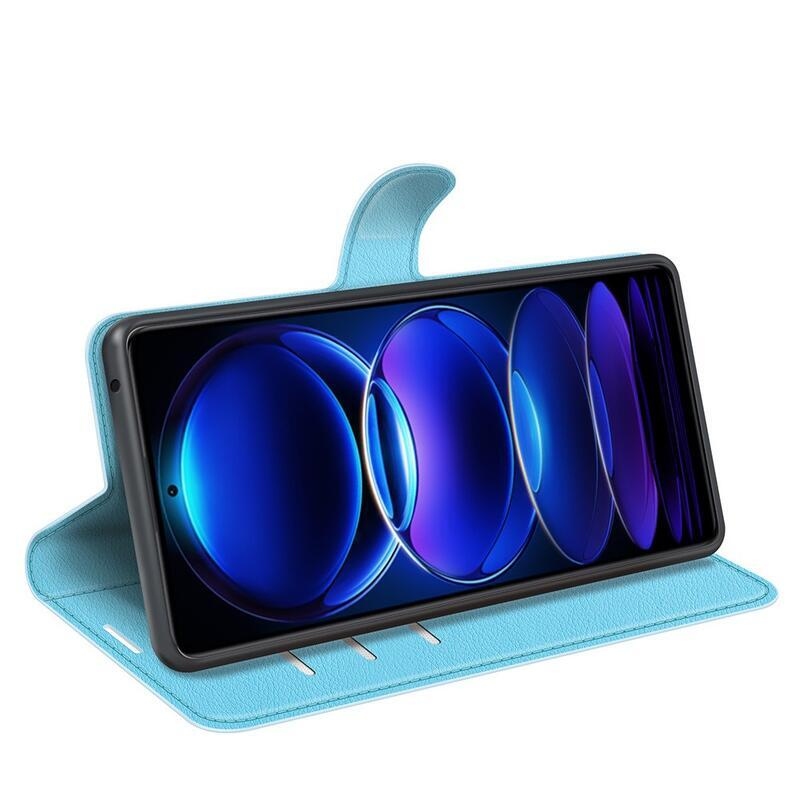 Litchi könyv tok Xiaomi Redmi Note 12 Pro 5G/Poco X5 Pro 5G - kék