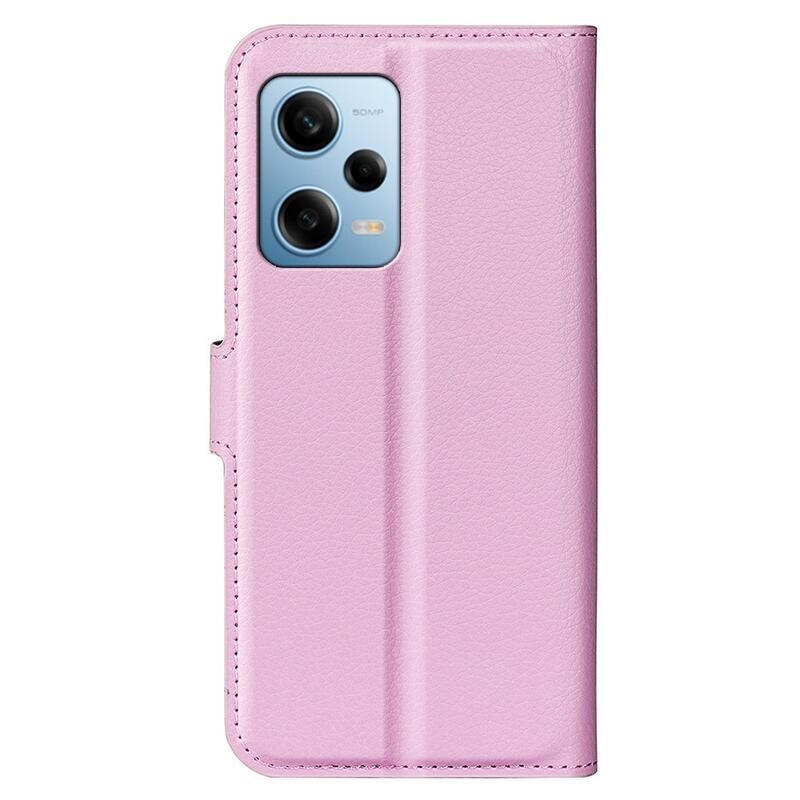 Litchi könyv tok Xiaomi Redmi Note 12 Pro 5G/Poco X5 Pro 5G - rózsaszínű