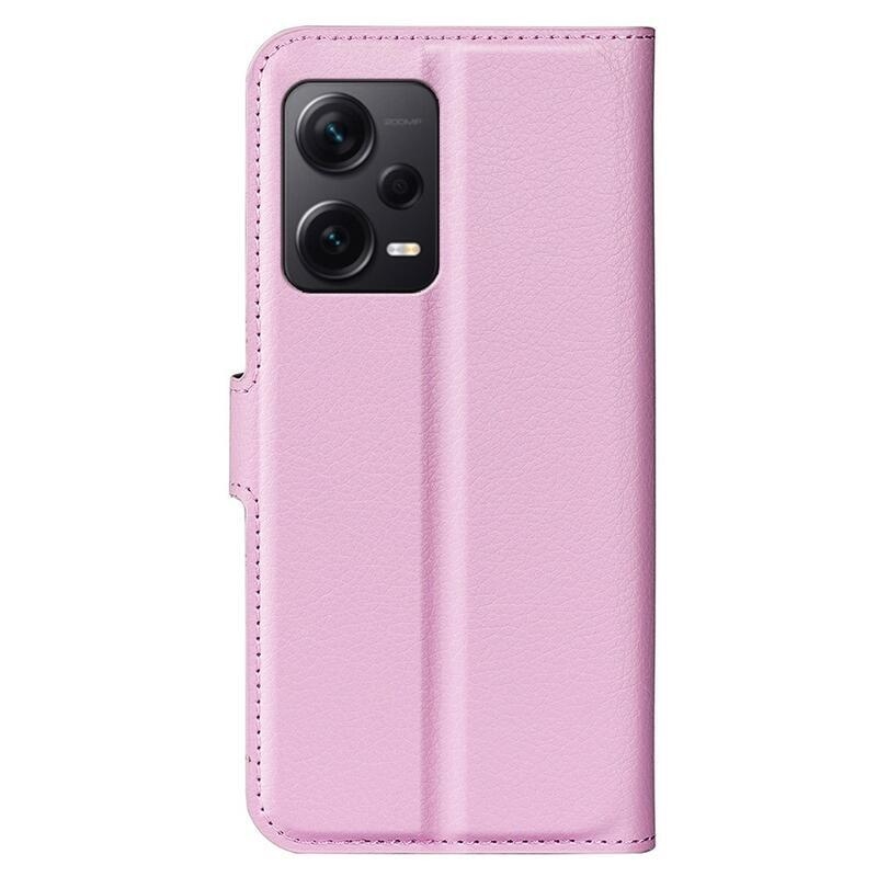 Litchi könyv tok Xiaomi Redmi Note 12 Pro+ 5G - rózsaszínű