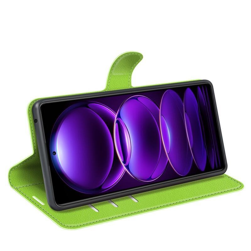 Litchi könyv tok a Xiaomi Redmi Note 12 Pro+ 5G-hez - zöld