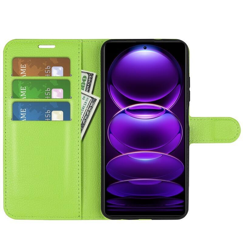 Litchi könyv tok a Xiaomi Redmi Note 12 Pro+ 5G-hez - zöld