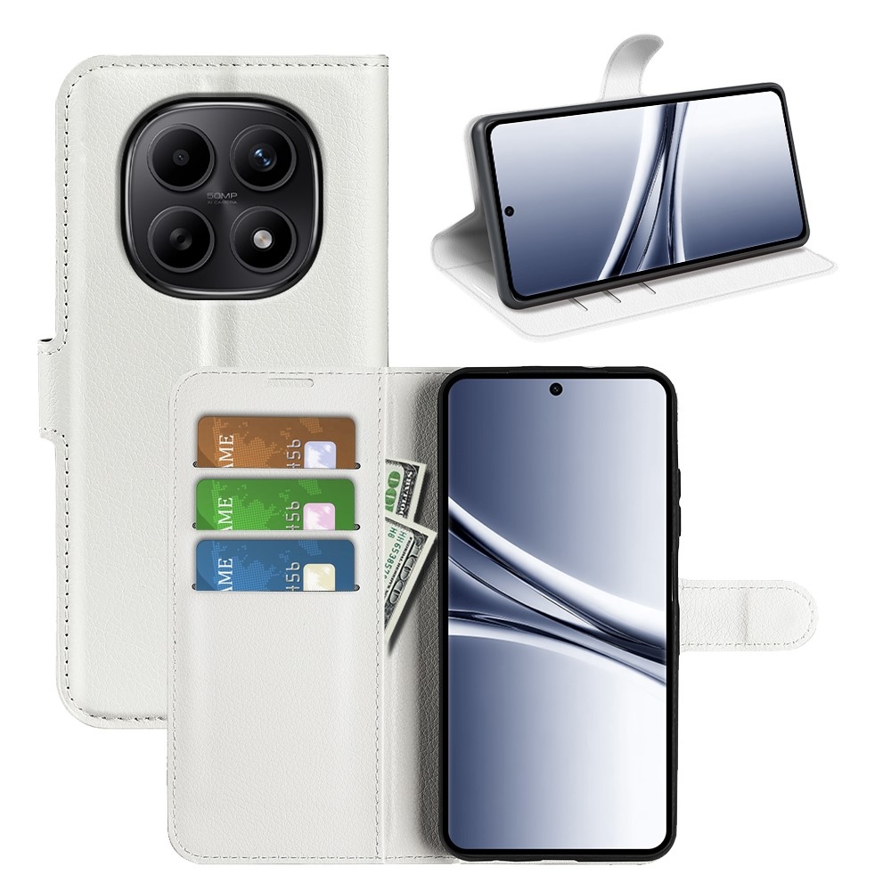 Litchi könyv tok Xiaomi Redmi Note 15 4G-hez - fehér