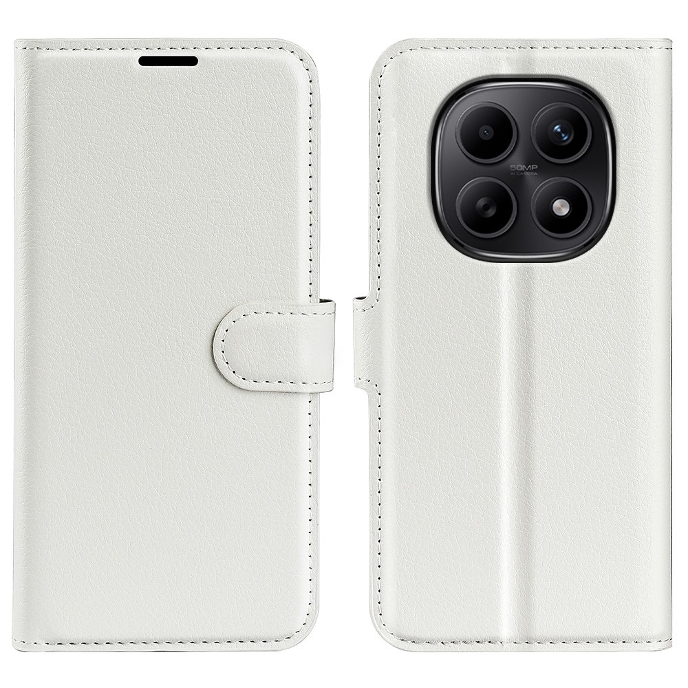 Litchi könyv tok Xiaomi Redmi Note 15 4G-hez - fehér