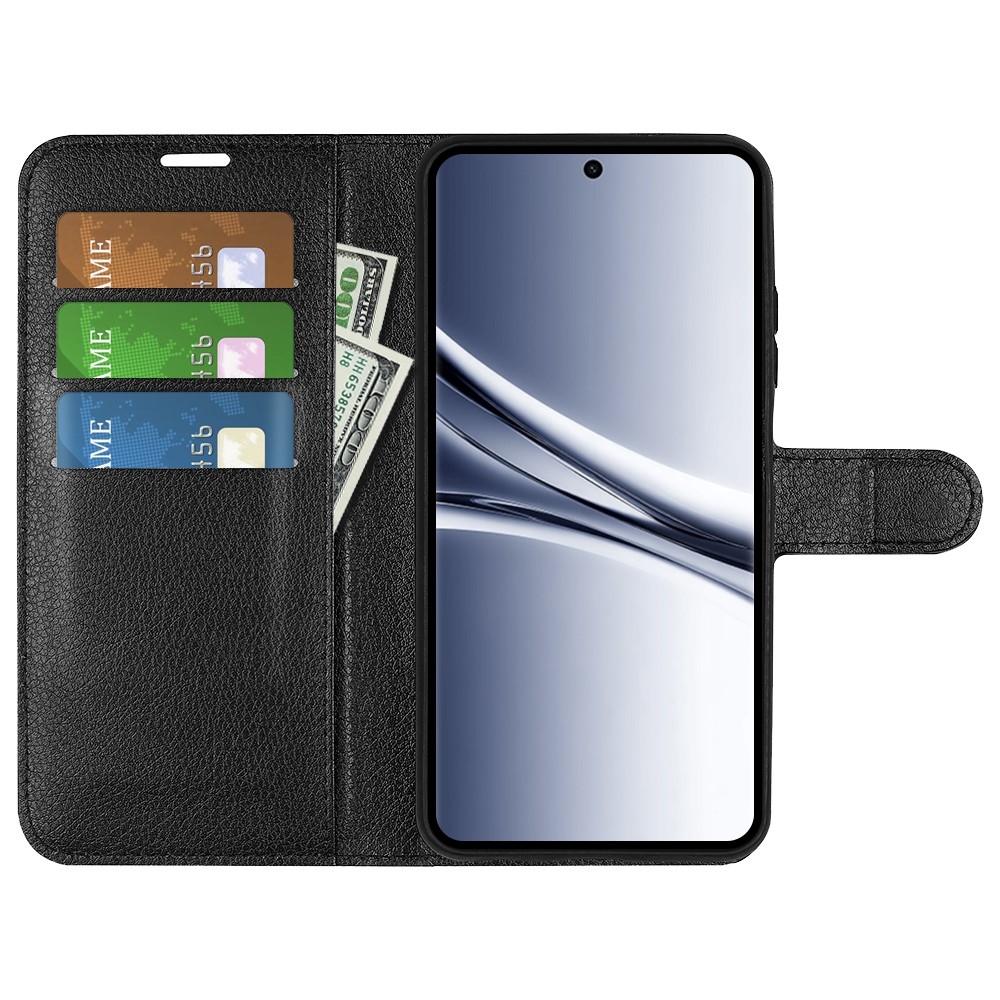 Litchi könyv tok Xiaomi Redmi Note 15 4G-hez - fekete