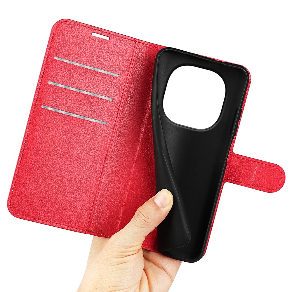 Litchi könyv tok Xiaomi Redmi Note 15 4G-hez - piros