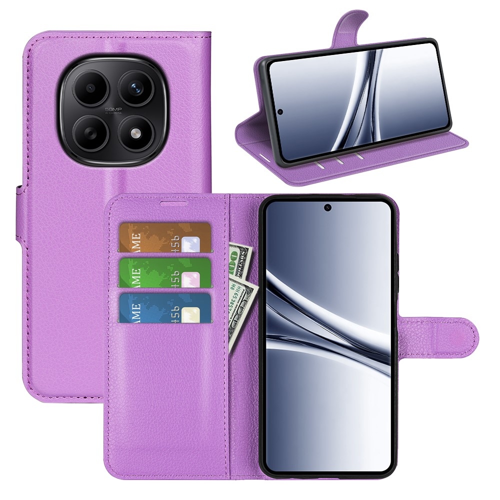 Litchi könyv tok Xiaomi Redmi Note 15 4G-hez - lila