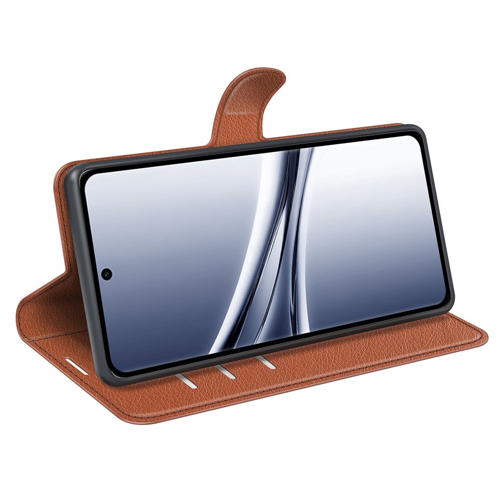 Litchi könyv tok Xiaomi Redmi Note 15 4G-hez - barna