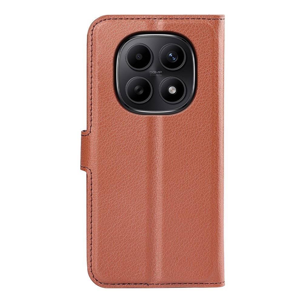 Litchi könyv tok Xiaomi Redmi Note 15 4G-hez - barna