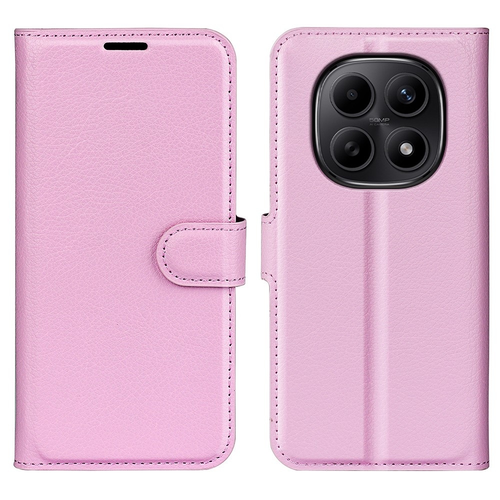 Litchi könyv tok Xiaomi Redmi Note 15 4G-hez - rózsaszínű