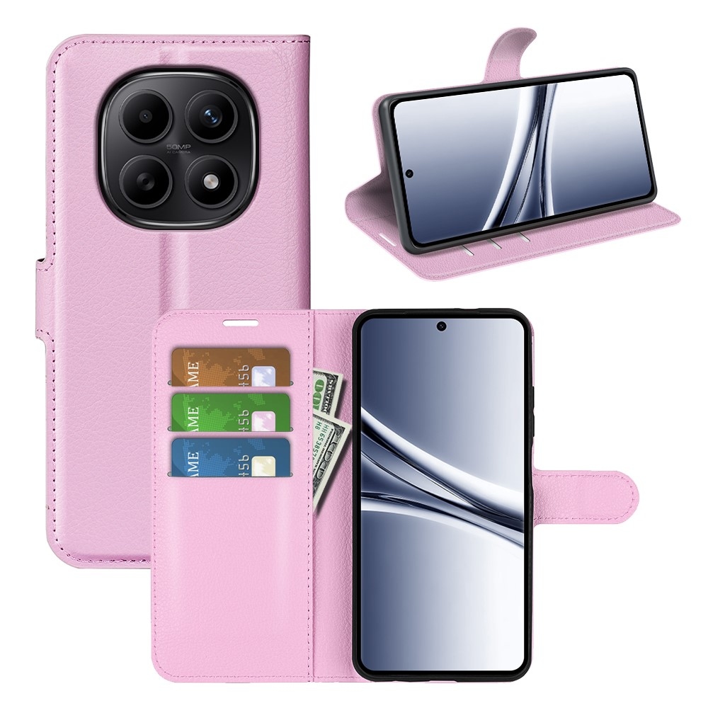 Litchi könyv tok Xiaomi Redmi Note 15 4G-hez - rózsaszínű