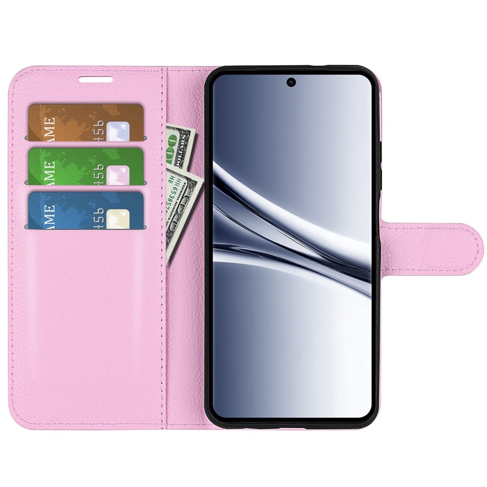 Litchi könyv tok Xiaomi Redmi Note 15 4G-hez - rózsaszínű