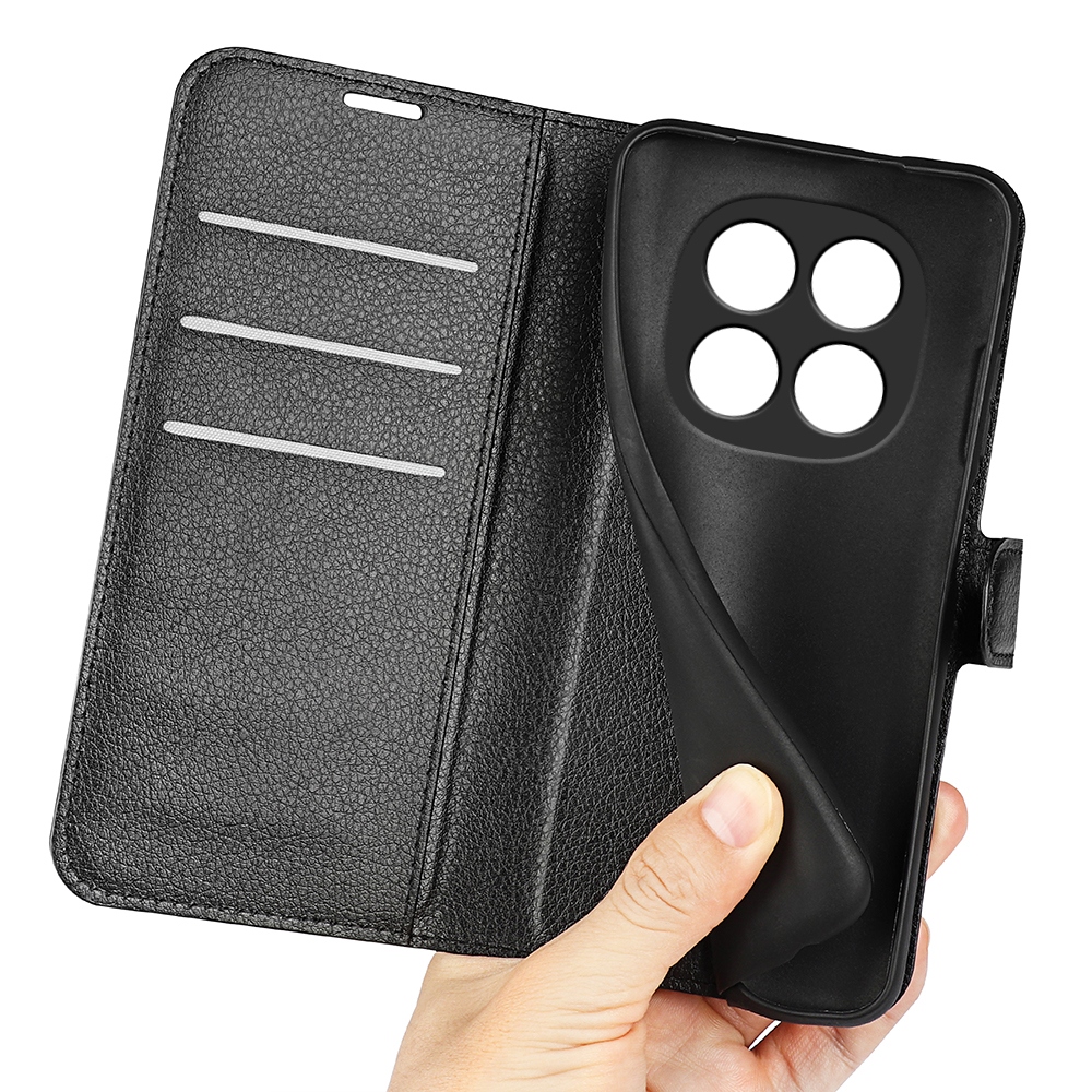 Litchi könyv tok Xiaomi Redmi Note 15 Pro+ 5G/Xiaomi Poco M8 Pro 5G - fekete