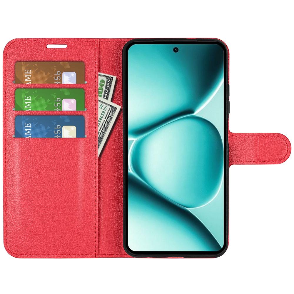 Litchi könyv tok Xiaomi Redmi Note 15 Pro 5G-hez - piros