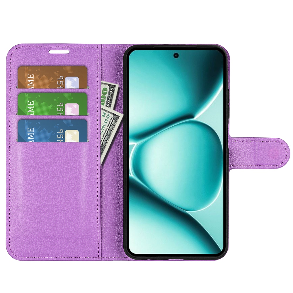 Litchi könyv tok a Xiaomi Redmi Note 15 Pro 5G-hez - lila