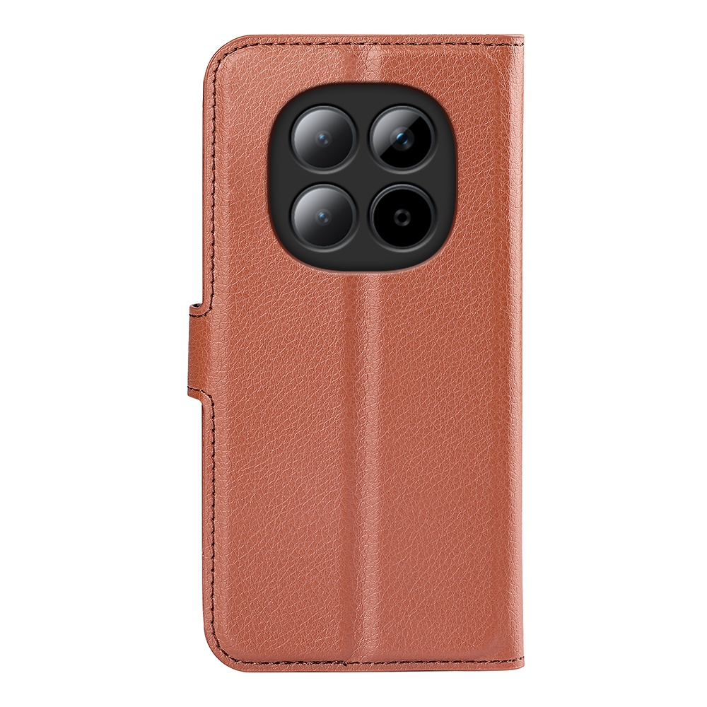 Litchi könyv tok a Xiaomi Redmi Note 15 Pro 5G-hez - barna színű