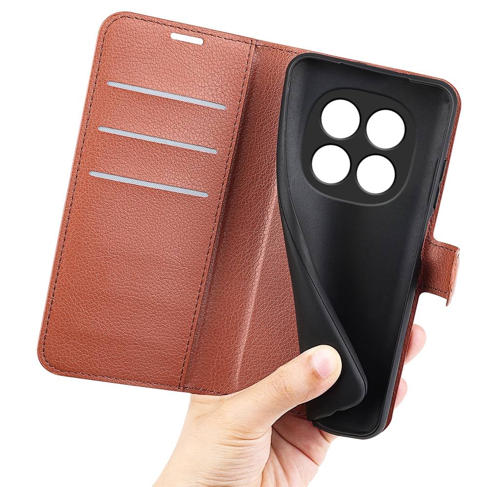 Litchi könyv tok Xiaomi Redmi Note 15 Pro+ 5G/Xiaomi Poco M8 Pro 5G - barna színben