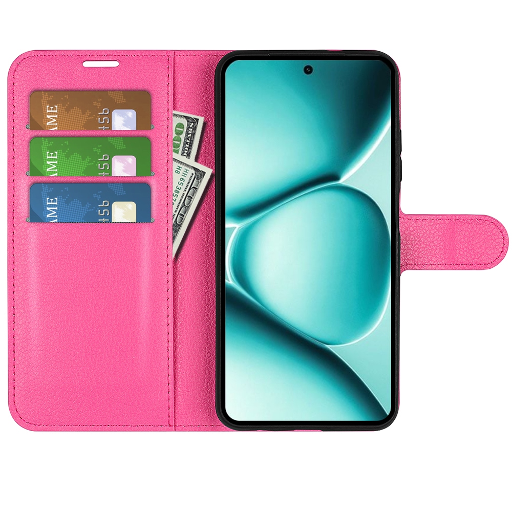 Litchi könyv tok a Xiaomi Redmi Note 15 Pro 5G-hez - rózsaszínű